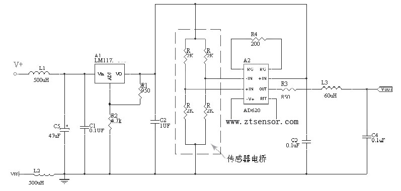 壓力傳感器信號處理電路原理圖 壓力傳感器信號處理電路原理圖
