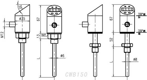 CWB150數顯溫度變送器外形圖
